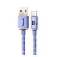   Baseus Crystal Shine USB / USB-C töltő- és adatkábel, 5A, 1,2m, ibolya