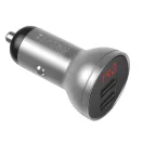 Baseus autós szivargyújtó töltő kijelzővel, 2xUSB, 4.8A, 24W, ezüst