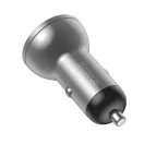 Baseus autós szivargyújtó töltő kijelzővel, 2xUSB, 4.8A, 24W, ezüst