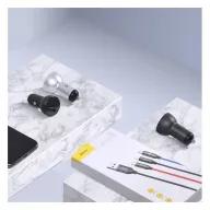   Baseus autós szivargyújtó töltő kijelzővel, 2xUSB, 4.8A, 24W, szürke