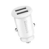   Baseus Grain autós szivargyújtó töltő 2xUSB-A 5V 3.1A, fehér