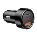 Baseus Magic autós szivargyújtó töltő, USB-A + USB-C QC 4.0 PD, 45W, fekete