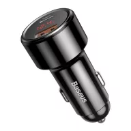   Baseus Magic autós szivargyújtó töltő, USB-A + USB-C QC 4.0 PD, 45W, fekete