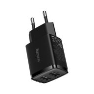 Baseus hálózati gyorstöltő 2xUSB, 10.5W, fekete
