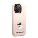 Karl Lagerfeld Liquid Choupette NFT szilikon hátlap tok Apple iPhone 14 Pro, rózsaszín