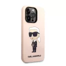 Karl Lagerfeld Liquid Ikonik NFT szilikon hátlap tok Apple iPhone 14 Max, rózsaszín
