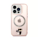 Karl Lagerfeld and Choupette MagSafe NFT hátlap tok Apple iPhone 14 Pro Max, rózsaszín
