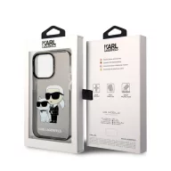   Karl Lagerfeld Liquid Glitter Karl and Choupette NFT hátlap tok Apple iPhone 14 Pro, fekete
