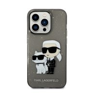   Karl Lagerfeld Liquid Glitter Karl and Choupette NFT hátlap tok Apple iPhone 14 Pro Max, fekete