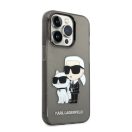 Karl Lagerfeld Liquid Glitter Karl and Choupette NFT hátlap tok Apple iPhone 14 Pro Max, fekete