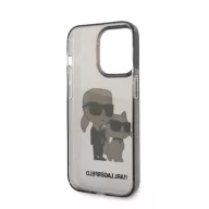   Karl Lagerfeld Liquid Glitter Karl and Choupette NFT hátlap tok Apple iPhone 14 Pro Max, fekete