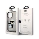 Karl Lagerfeld Liquid Glitter Karl and Choupette NFT hátlap tok Apple iPhone 14 Pro Max, fekete