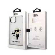   Karl Lagerfeld Liquid Glitter Karl and Choupette NFT hátlap tok Apple iPhone 14 Plus, átlátszó