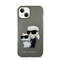   Karl Lagerfeld Liquid Glitter Karl and Choupette NFT hátlap tok Apple iPhone 14 Plus, fekete