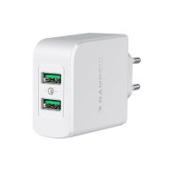   Rampow RBA16 hálózati gyorstöltő adapter 2xUSB-A QC, 39W, fehér