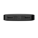 Baseus Bipow Power bank / külső akkumulátor, 10000mAh, 2xUSB-A, USB-C, 15W, fekete