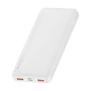 Baseus Bipow Power bank / külső akkumulátor, 10000mAh, 2xUSB, 1xUSB-C, 20W, fehér
