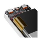 Baseus Bipow Power bank / külső akkumulátor, 10000mAh, 2xUSB, 1xUSB-C, 20W, fehér