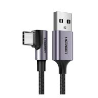   Ugreen USB-C / USB gyorstöltő derékszögű töltő- és adatkábel, 1m, fekete-szürke