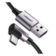   Ugreen USB-C / USB gyorstöltő derékszögű töltő- és adatkábel, 1m, fekete-szürke