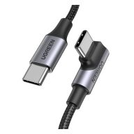   Ugreen US334 USB-C / USB-C gyorstöltő derékszögű töltő- és adatkábel, 100W, 1m, fekete