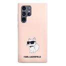 Karl Lagerfeld Silicone Choupette Samsung Galaxy S23 Ultra, szilikon tok, rózsaszín