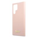 Guess Silicone Script Metal Samsung Galaxy S23 Ultra szilikon tok, rózsaszín
