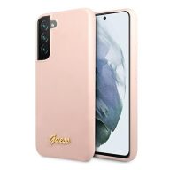   Guess Silicone Script Metal Samsung Galaxy S23+ szilikon tok, rózsaszín