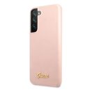 Guess Silicone Script Metal Samsung Galaxy S23+ szilikon tok, rózsaszín