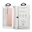 Guess Silicone Script Metal Samsung Galaxy S23+ szilikon tok, rózsaszín