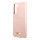 Guess Silicone Script Metal Samsung Galaxy S23 szilikon tok, rózsaszín