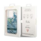 Guess Flower Liquid Glitter Apple iPhone 14 Pro hátlap tok, zöld