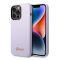 Guess Silicone Vintage Gold Apple iPhone 14 Pro hátlap tok, lila