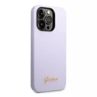   Guess Silicone Vintage Gold Apple iPhone 14 Pro hátlap tok, lila