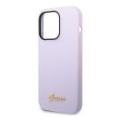 Guess Silicone Vintage Gold Apple iPhone 14 Pro hátlap tok, lila
