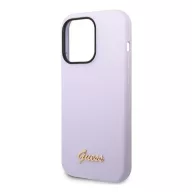   Guess Silicone Vintage Gold Apple iPhone 14 Pro hátlap tok, lila