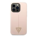 Guess Silicone Triangle Apple iPhone 14 Pro hátlap tok, pink