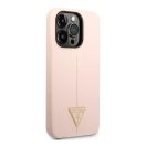 Guess Silicone Triangle Apple iPhone 14 Pro hátlap tok, pink
