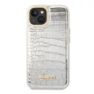   Guess Croco Collection Apple iPhone 14 Plus hátlap tok, ezüst