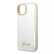   Guess Croco Collection Apple iPhone 14 Plus hátlap tok, ezüst