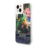   Guess Flower Liquid Glitter Apple iPhone 14 Plus hátlap tok, kék