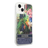   Guess Flower Liquid Glitter Apple iPhone 14 Plus hátlap tok, kék
