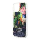 Guess Flower Liquid Glitter Apple iPhone 14 Plus hátlap tok, kék