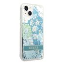 Guess Flower Liquid Glitter Apple iPhone 14 Plus hátlap tok, zöld