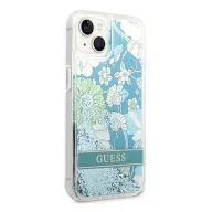   Guess Flower Liquid Glitter Apple iPhone 14 Plus hátlap tok, zöld