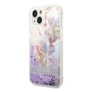Guess Flower Liquid Glitter Apple iPhone 14 Plus hátlap tok, lila