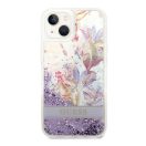 Guess Flower Liquid Glitter Apple iPhone 14 Plus hátlap tok, lila