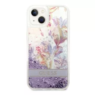   Guess Flower Liquid Glitter Apple iPhone 14 Plus hátlap tok, lila