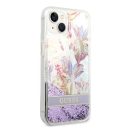Guess Flower Liquid Glitter Apple iPhone 14 Plus hátlap tok, lila