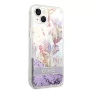   Guess Flower Liquid Glitter Apple iPhone 14 Plus hátlap tok, lila